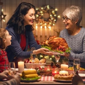 Christmas Dental Tips - Eating Dinner family